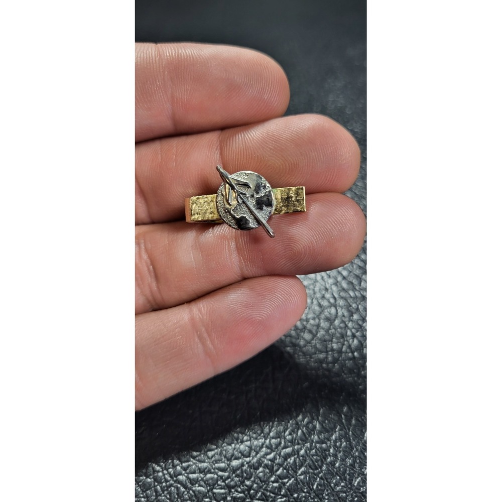 Vintage Stratoflex Aircraft Tie Bar Clip Plane Airplane Gold Tone Silver Tone